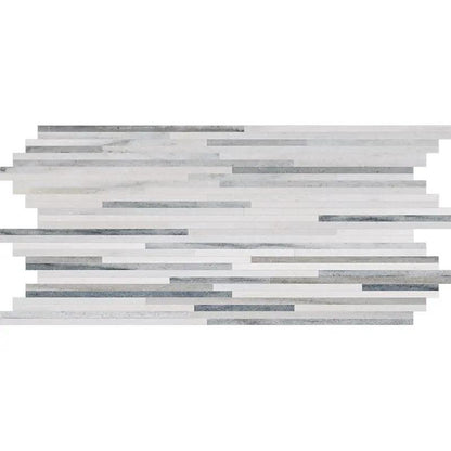 Silver Sky Honed Bamboo Marble Mosaics 6x12