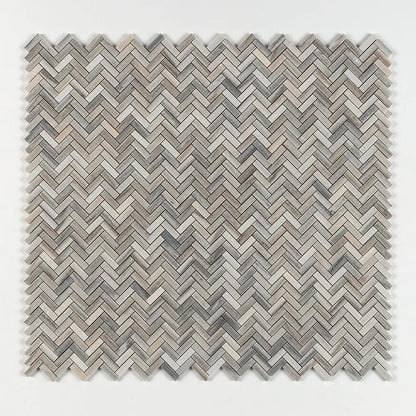 Silver Sky Honed Herringbone Marble Mosaics 10 7/16x12 13/16
