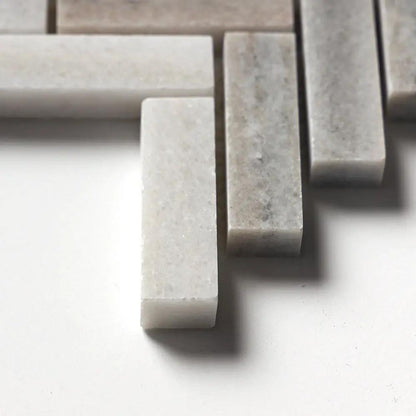 Silver Sky Honed Herringbone Marble Mosaics 10 7/16x12 13/16