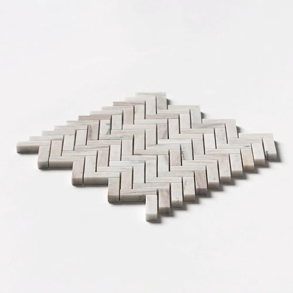 Silver Sky Honed Herringbone 5/8x2 Marble Mosaics 12 1/8x13 3/8
