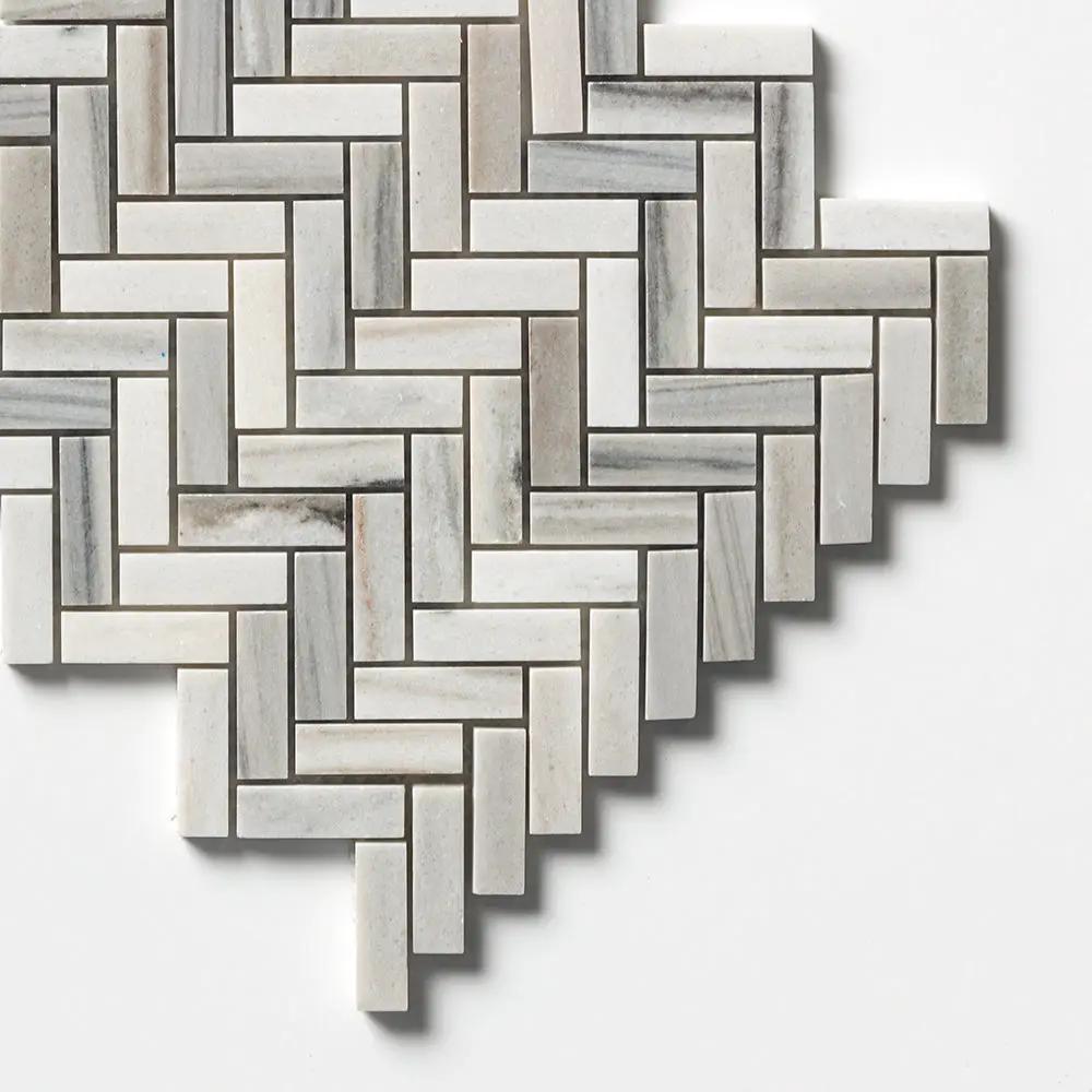 Silver Sky Honed Herringbone 5/8x2 Marble Mosaics 12 1/8x13 3/8