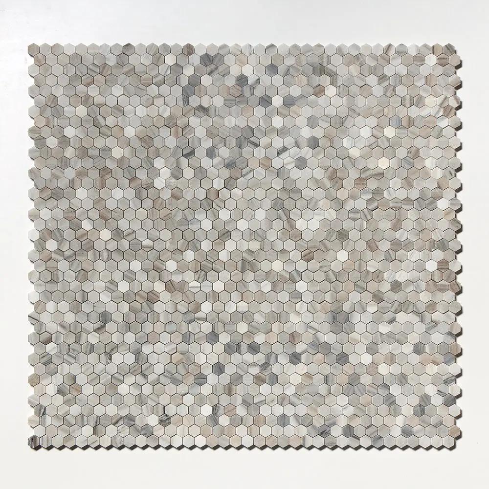 Silver Sky Honed Hexagon 1x1 Marble Mosaics 11 1/2x12 1/4