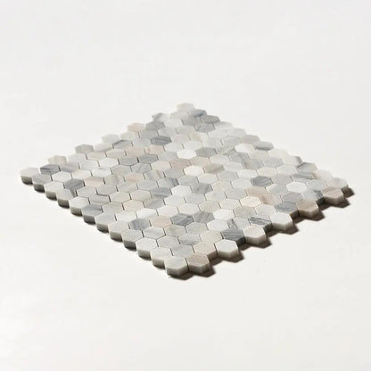 Silver Sky Honed Hexagon 1x1 Marble Mosaics 11 1/2x12 1/4