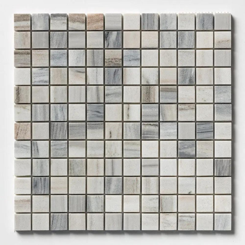 Silver Sky Polished 1x1 Marble Mosaics 12x12