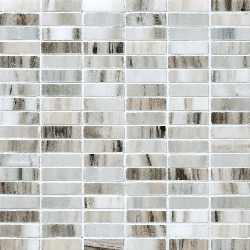 Silver Sky Polished 5/8x2 Marble Mosaics 12x12