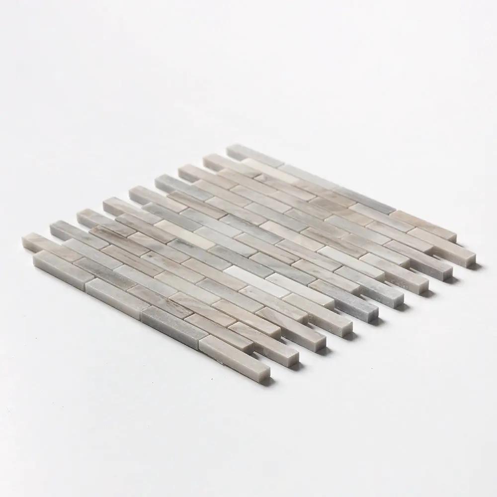 Silver Sky Polished 5/8x3 Marble Mosaics 12x12