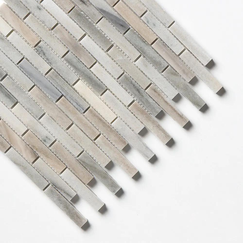 Silver Sky Polished 5/8x3 Marble Mosaics 12x12