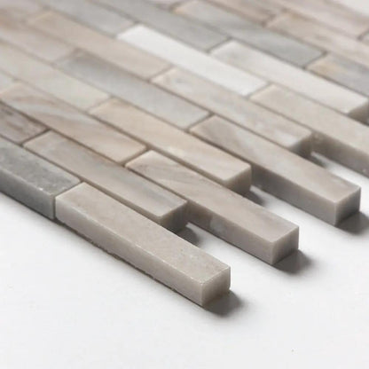 Silver Sky Polished 5/8x3 Marble Mosaics 12x12