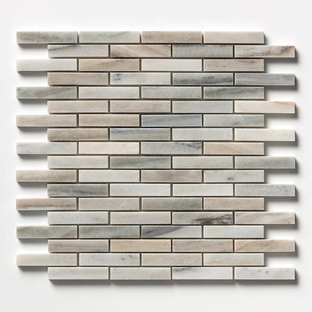 Silver Sky Polished 5/8x3 Marble Mosaics 12x12