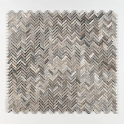 Silver Sky Polished Herringbone 5/8x2 Marble Mosaics 12 1/8x13 3/8