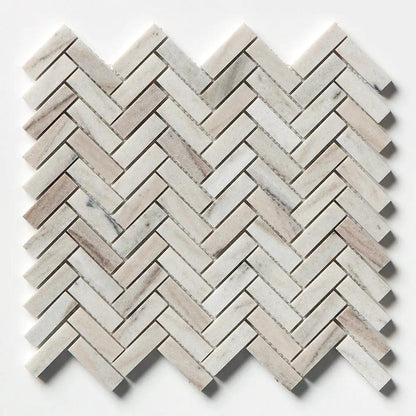 Silver Sky Polished Herringbone 5/8x2 Marble Mosaics 12 1/8x13 3/8
