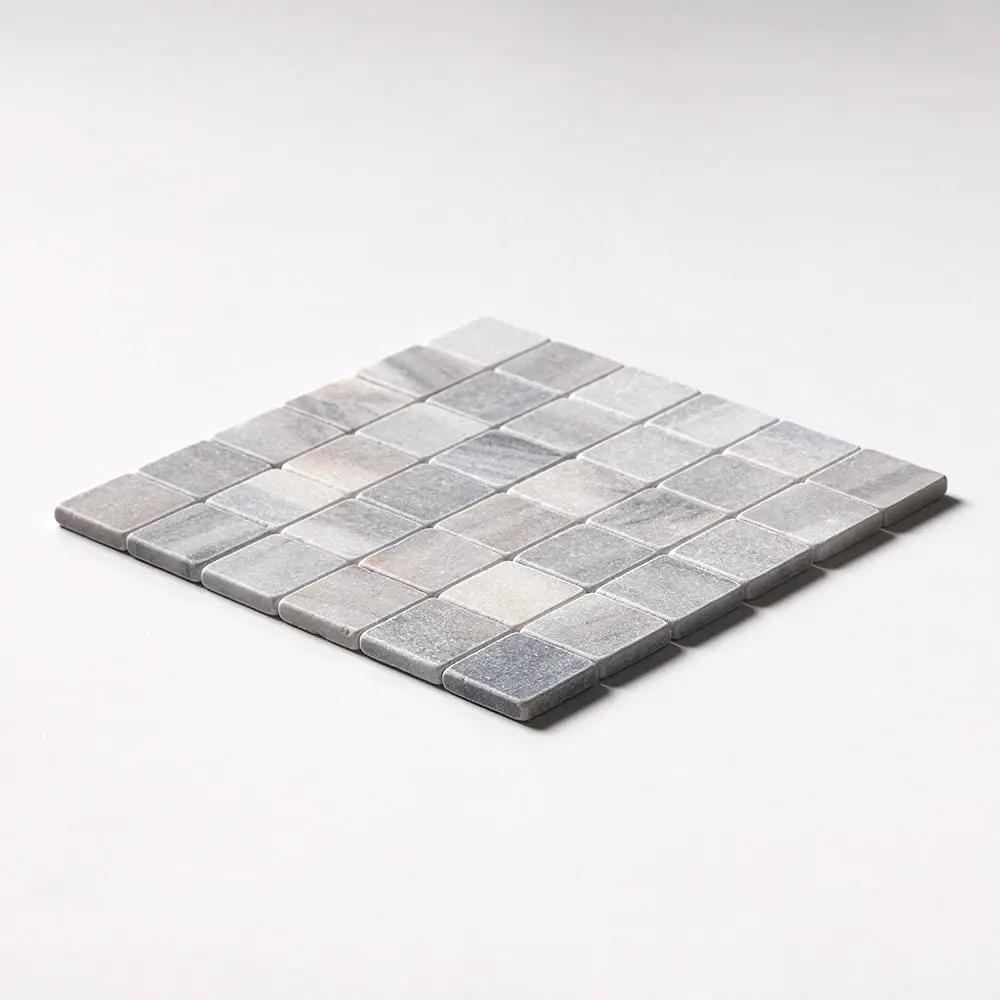 Silver Sky Tumbled 2x2 Marble Mosaics 12x12