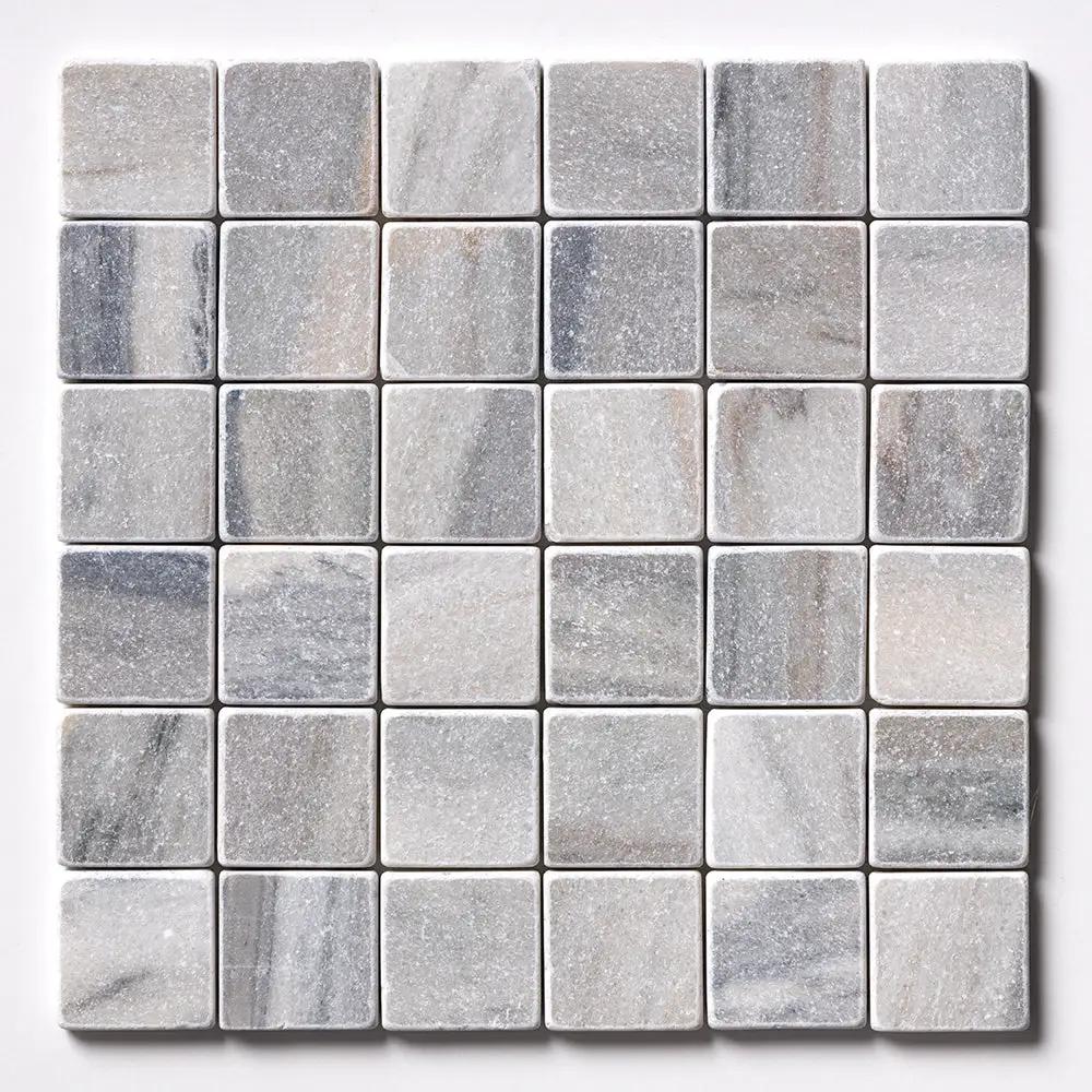 Silver Sky Tumbled 2x2 Marble Mosaics 12x12