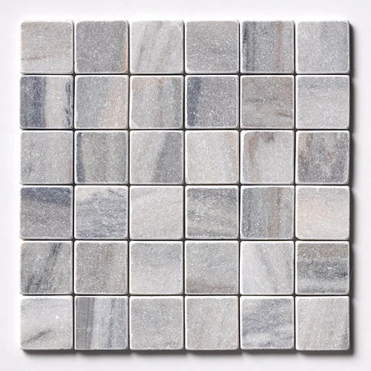 Silver Sky Tumbled 2x2 Marble Mosaics 12x12