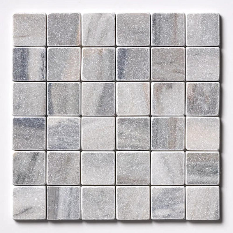 Silver Sky Tumbled 2x2 Marble Mosaics 12x12