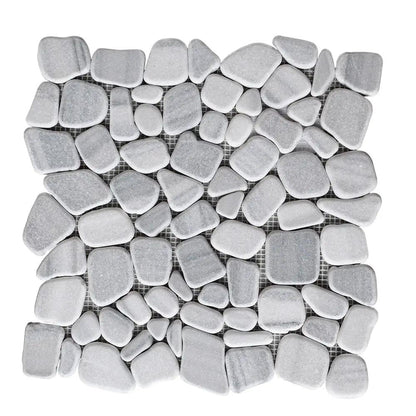 Silver Sky Tumbled Pebble Mosaics 12x12
