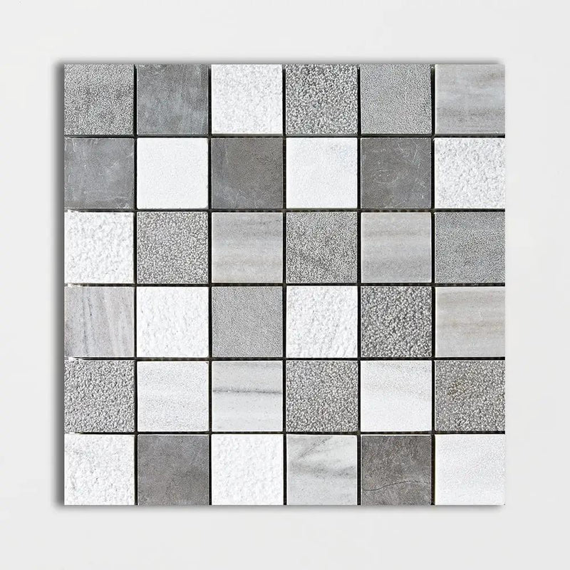 Silver Sky&amp;gray Fousanna Textured 2x2 Marble Mosaics 12x12
