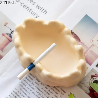 Silver textured ceramic bubble clouds ashtray – office smoking accessory