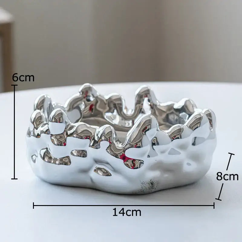 Silver textured ceramic bubble clouds ashtray – office smoking accessory