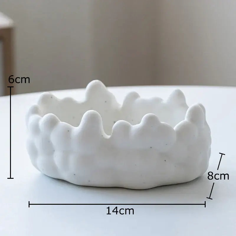 Silver textured ceramic bubble clouds ashtray – office smoking accessory