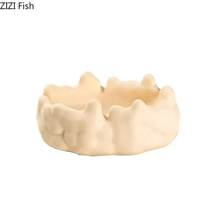 Silver textured ceramic bubble clouds ashtray – office smoking accessory