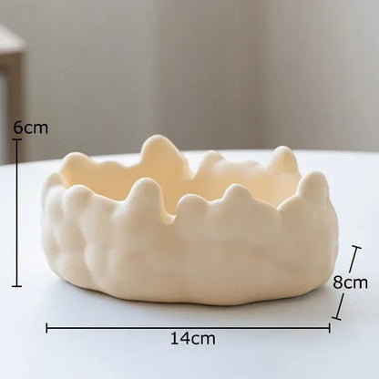 Silver textured ceramic bubble clouds ashtray – office smoking accessory