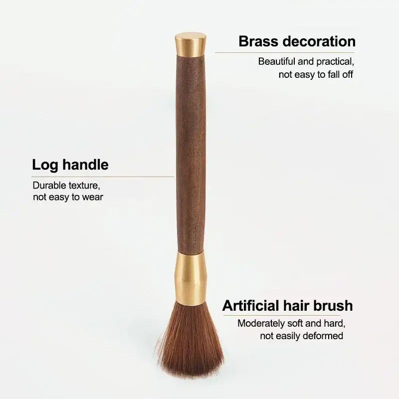 Silver textured espresso brush with wooden handle for kitchen cleaning