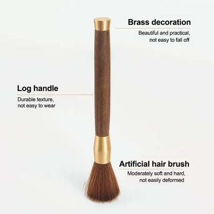 Silver textured espresso brush with wooden handle for kitchen cleaning