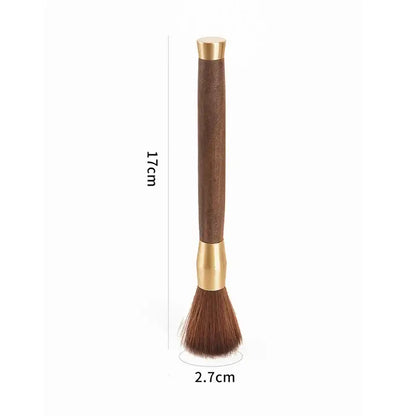 Silver textured espresso brush with wooden handle for kitchen cleaning