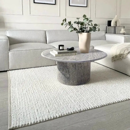 Travertine Round Coffee Table 36x16 inch - Silver Vein Cut Honed