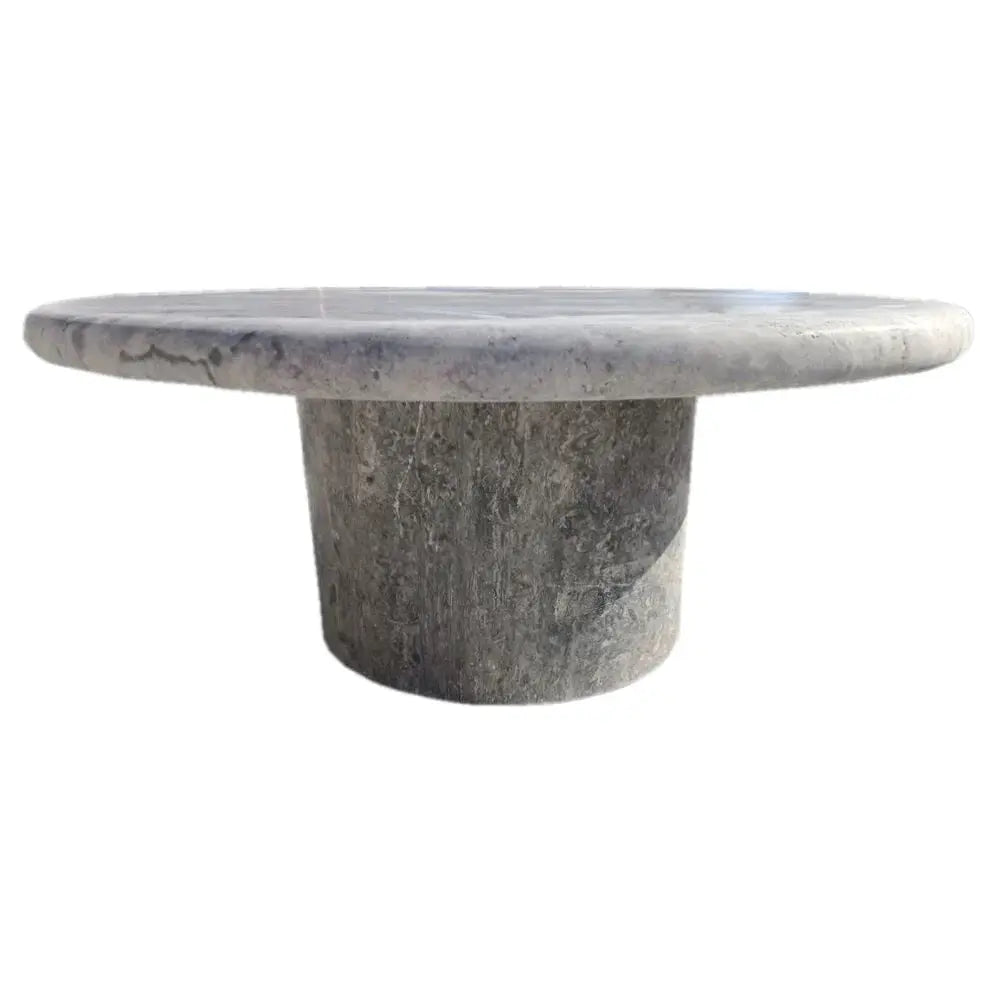 Travertine Round Coffee Table 36x16 inch - Silver Vein Cut Honed