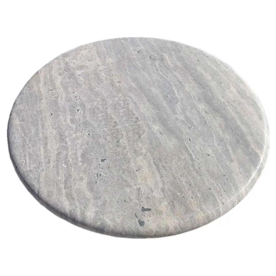 Travertine Round Coffee Table 36x16 inch - Silver Vein Cut Honed