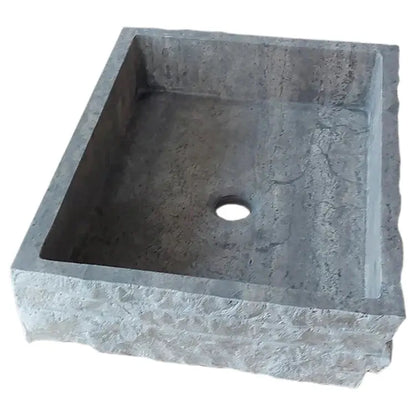 Grey Travertine Wall Mount Bathroom Sink Split Face 20x16
