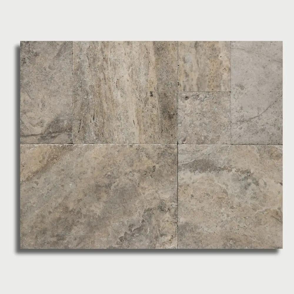 Silver Tumbled French Pattern Travertine Pavers French Pattern