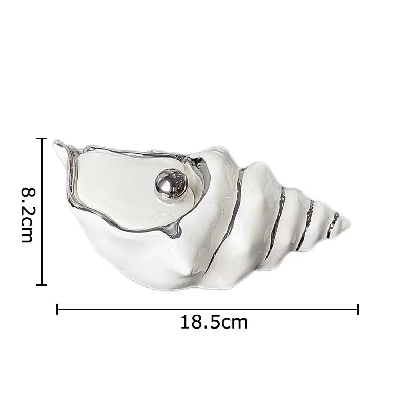 Silver white ceramic conch ashtray living room windproof shell decor