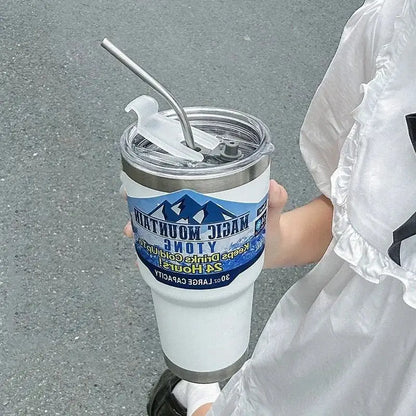 Silver & white freeze thermos insulated kitchen tumbler set