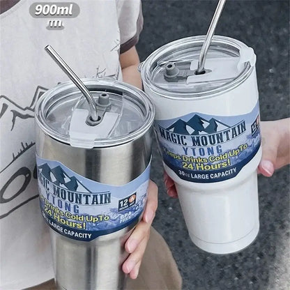 Silver & white freeze thermos insulated kitchen tumbler set