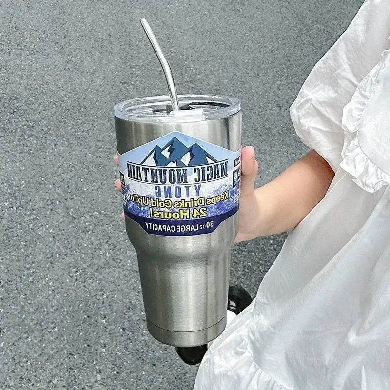 Silver & white freeze thermos insulated kitchen tumbler set