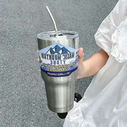 Silver & white freeze thermos insulated kitchen tumbler set