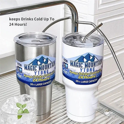 Silver & white freeze thermos insulated kitchen tumbler set