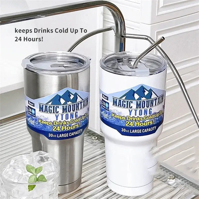 Silver & white freeze thermos insulated kitchen tumbler set
