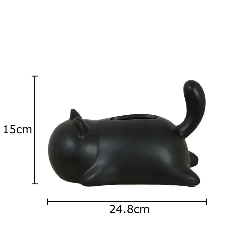 Silver & yellow cat ceramic tissue box living room decor