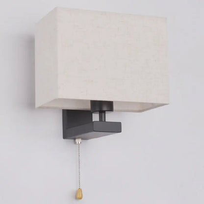 Simple beige fabric rectangle wall lamp bedroom light fixture