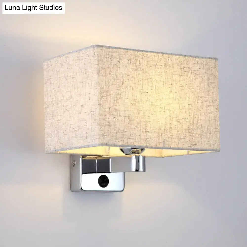 Simple beige fabric rectangular shade wall lamp – living room light