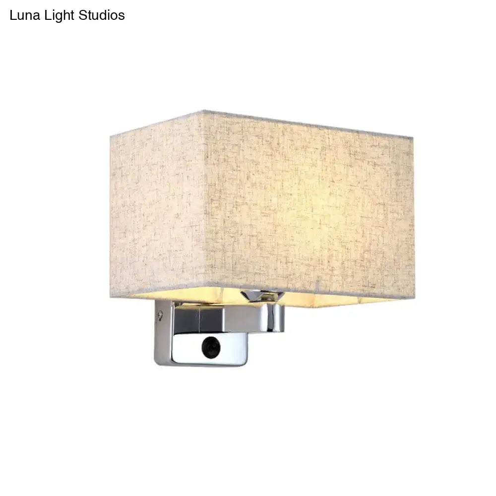 Simple beige fabric rectangular shade wall lamp – living room light