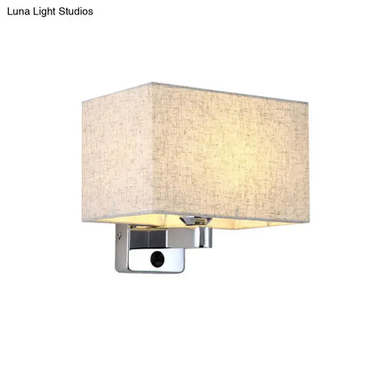Simple beige fabric rectangular shade wall lamp – living room light