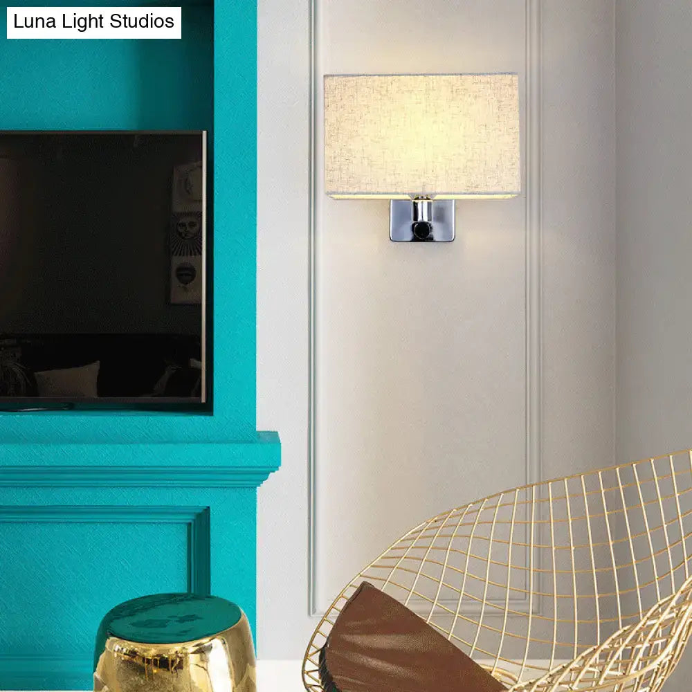 Simple beige fabric rectangular shade wall lamp – living room light
