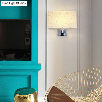 Simple beige fabric rectangular shade wall lamp – living room light