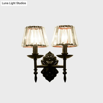 DecorBites™ Simple Crystal Prisms Cone Wall Lamp - Black Candlestick Design - 1/2-Head Wall Light