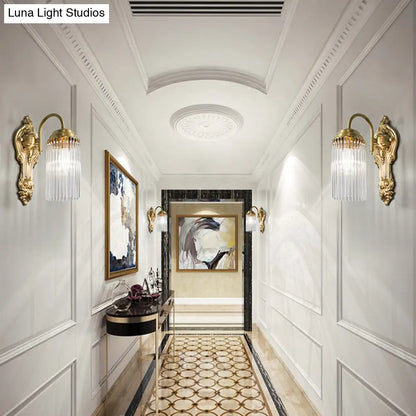 DecorBites™ Simple Crystal Rod Wall Mount Light - Gold Sconce for Corridor